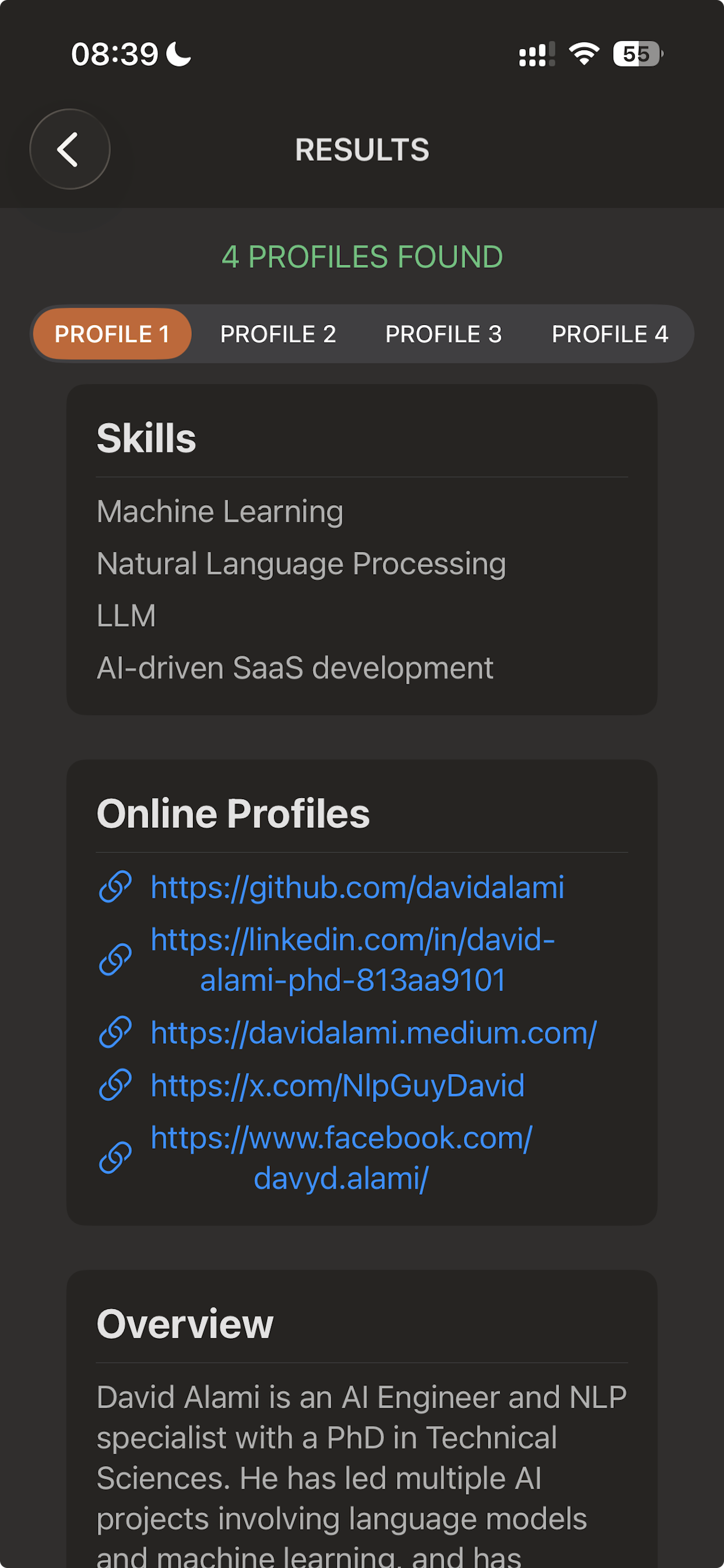 Mentions and public info view